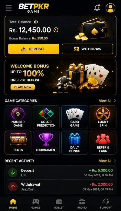 BetPKR Deposit and withdraw